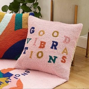 LAST 1! Good Vibrations Wool Hooked Accent Pillow